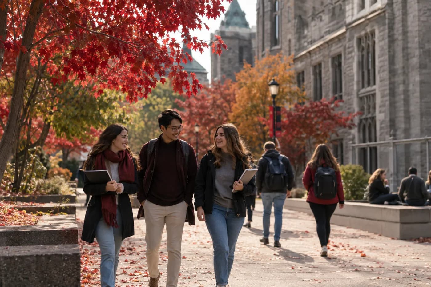 Campus universitaire à Montréal en automne