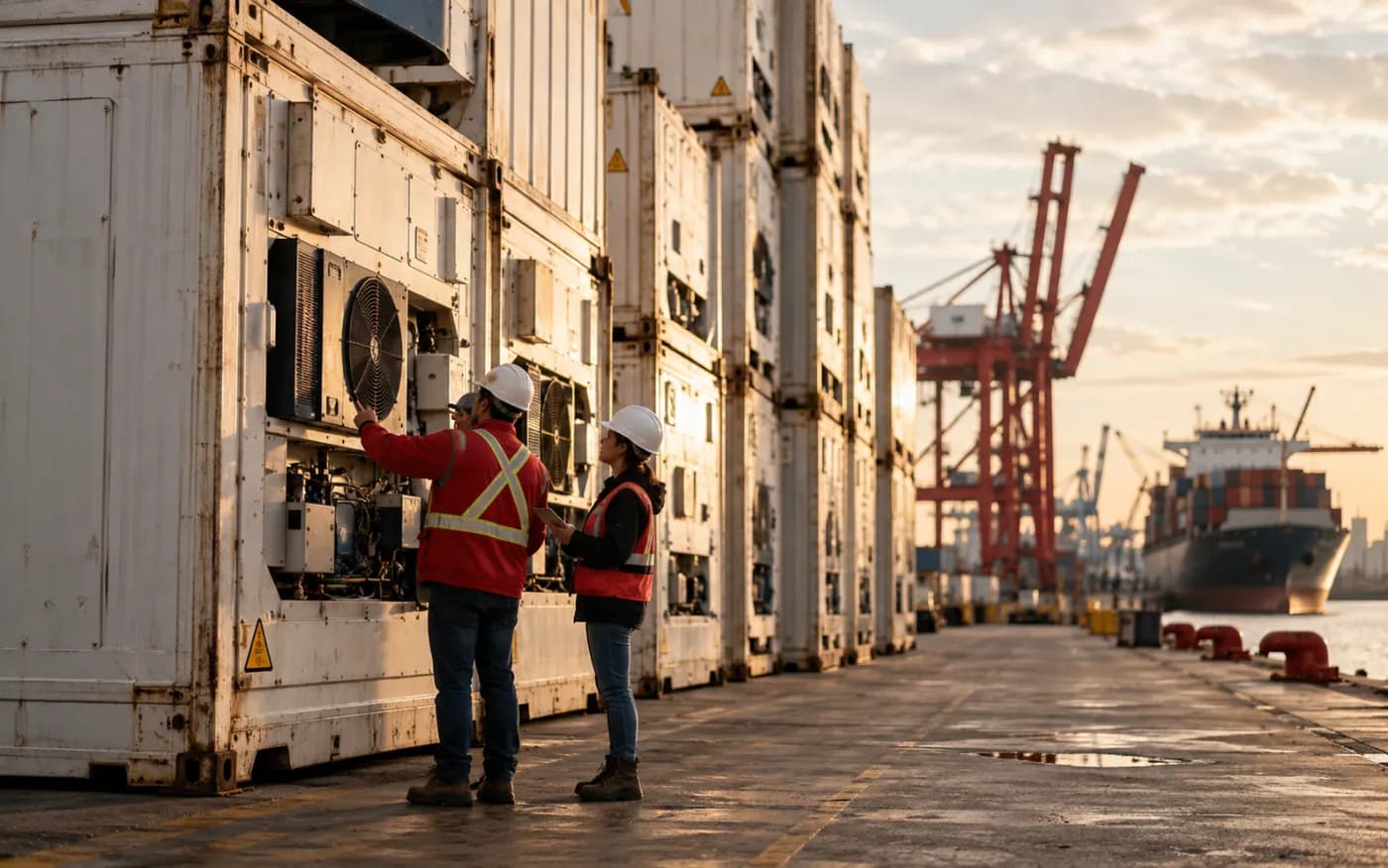 Conteneurs frigorifiques au port de Montréal.